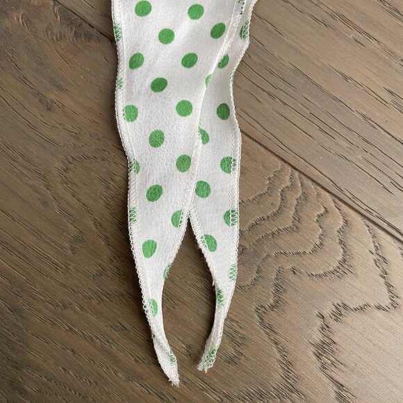 Polka Dot Tapered Scarf or Belt Wear Two Ways in White + Green Sz OS no tags - Picture 5 of 8